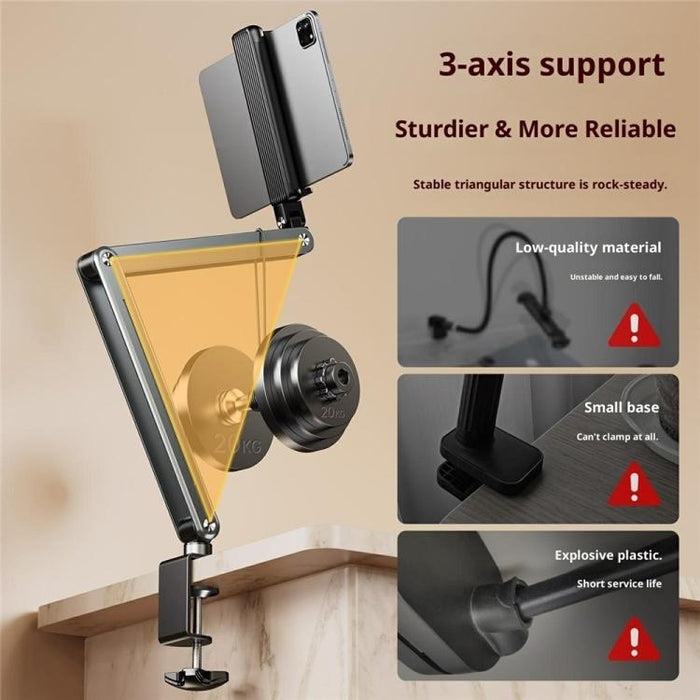 P86 Foldable 360 Degree Rotation Suspension Arm Aluminum Alloy Tablet Stand for Bed / Desk, P86