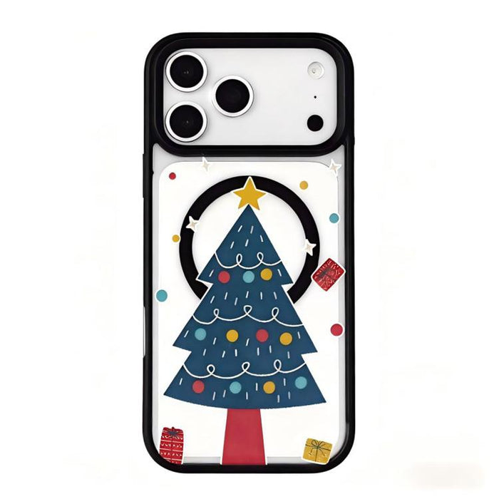 Christmas Series Strong Magnetic Painted Black Edge Phone Case, For iPhone 17 Pro Max, For iPhone 17 Pro, For iPhone 17, For iPhone 16 Pro Max, For iPhone 16 Pro, For iPhone 16, For  iPhone 15 Pro Max