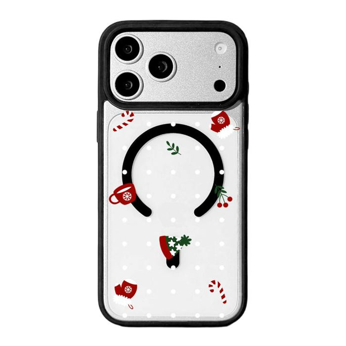Christmas Series Strong Magnetic Painted Black Edge Phone Case, For iPhone 17 Pro Max, For iPhone 17 Pro, For iPhone 17, For iPhone 16 Pro Max, For iPhone 16 Pro, For iPhone 16, For  iPhone 15 Pro Max