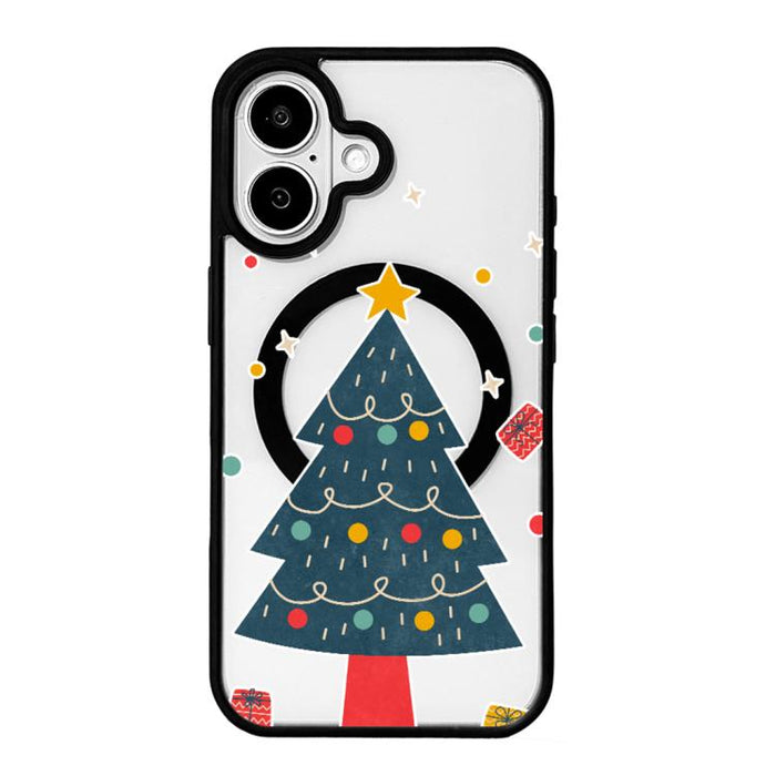 Christmas Series Strong Magnetic Painted Black Edge Phone Case, For iPhone 17 Pro Max, For iPhone 17 Pro, For iPhone 17, For iPhone 16 Pro Max, For iPhone 16 Pro, For iPhone 16, For  iPhone 15 Pro Max
