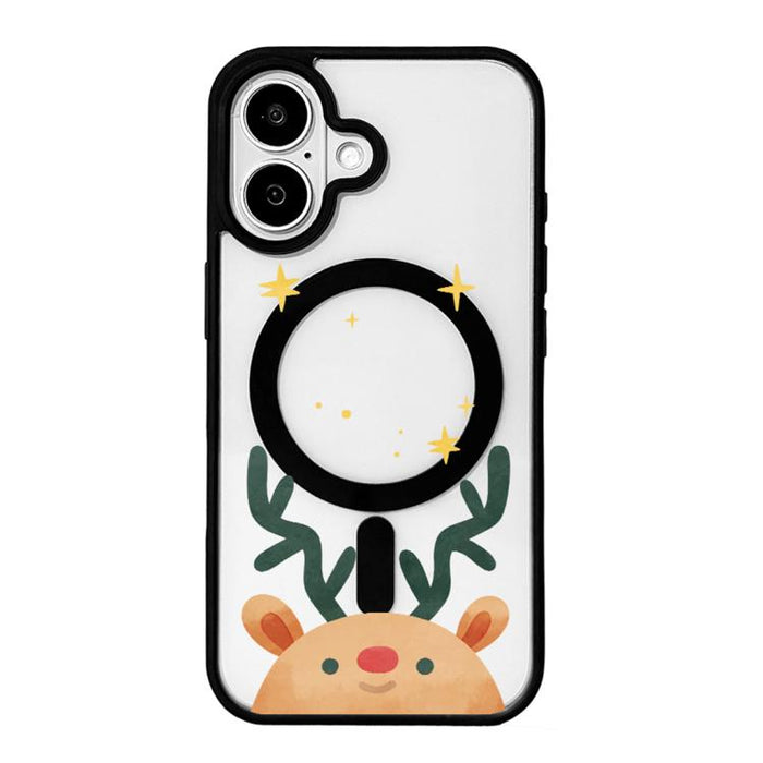 Christmas Series Strong Magnetic Painted Black Edge Phone Case, For iPhone 17 Pro Max, For iPhone 17 Pro, For iPhone 17, For iPhone 16 Pro Max, For iPhone 16 Pro, For iPhone 16, For  iPhone 15 Pro Max