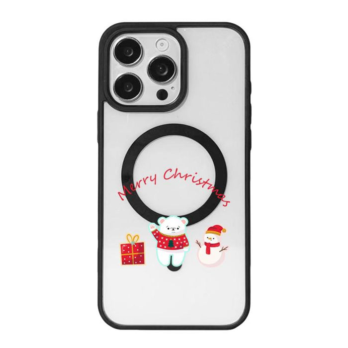 Christmas Series Strong Magnetic Painted Black Edge Phone Case, For iPhone 17 Pro Max, For iPhone 17 Pro, For iPhone 17, For iPhone 16 Pro Max, For iPhone 16 Pro, For iPhone 16, For  iPhone 15 Pro Max