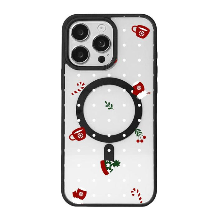 Christmas Series Strong Magnetic Painted Black Edge Phone Case, For iPhone 17 Pro Max, For iPhone 17 Pro, For iPhone 17, For iPhone 16 Pro Max, For iPhone 16 Pro, For iPhone 16, For  iPhone 15 Pro Max