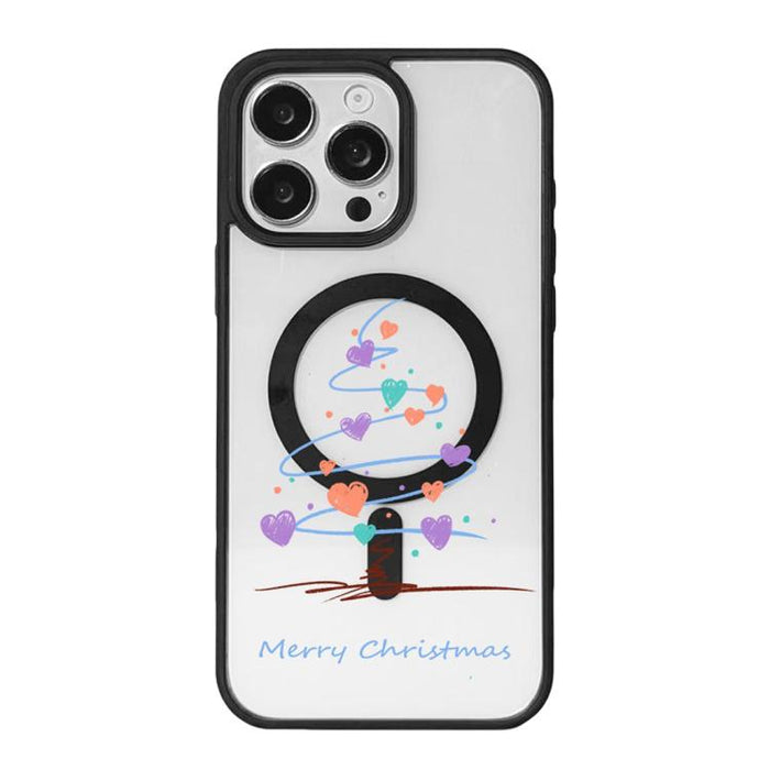 Christmas Series Strong Magnetic Painted Black Edge Phone Case, For iPhone 17 Pro Max, For iPhone 17 Pro, For iPhone 17, For iPhone 16 Pro Max, For iPhone 16 Pro, For iPhone 16, For  iPhone 15 Pro Max