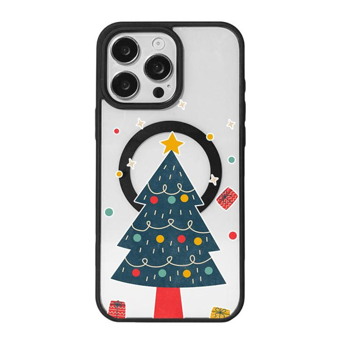 Christmas Series Strong Magnetic Painted Black Edge Phone Case, For iPhone 17 Pro Max, For iPhone 17 Pro, For iPhone 17, For iPhone 16 Pro Max, For iPhone 16 Pro, For iPhone 16, For  iPhone 15 Pro Max