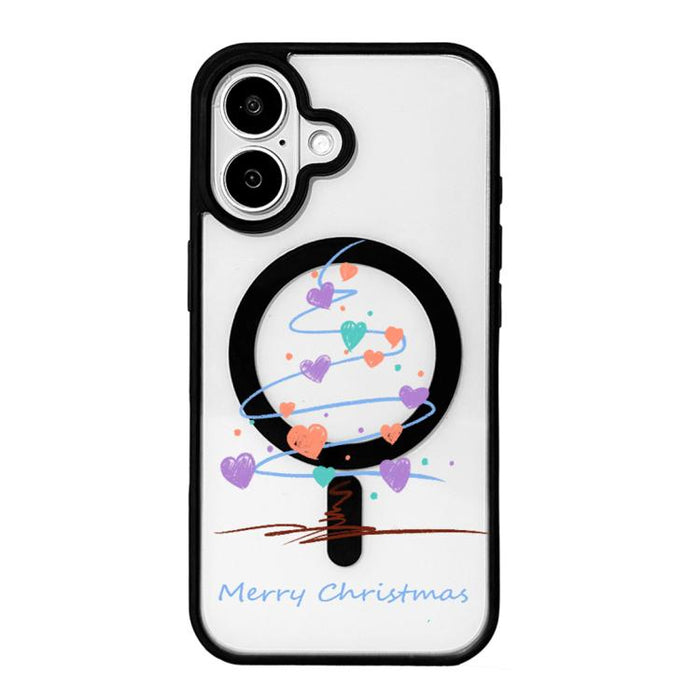 Christmas Series Strong Magnetic Painted Black Edge Phone Case, For iPhone 17 Pro Max, For iPhone 17 Pro, For iPhone 17, For iPhone 16 Pro Max, For iPhone 16 Pro, For iPhone 16, For  iPhone 15 Pro Max