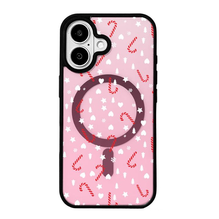 Christmas Series Strong Magnetic Painted Black Edge Phone Case, For iPhone 17 Pro Max, For iPhone 17 Pro, For iPhone 17, For iPhone 16 Pro Max, For iPhone 16 Pro, For iPhone 16, For  iPhone 15 Pro Max