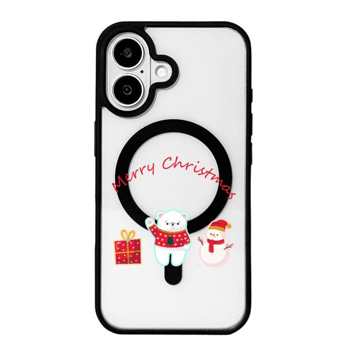 Christmas Series Strong Magnetic Painted Black Edge Phone Case, For iPhone 17 Pro Max, For iPhone 17 Pro, For iPhone 17, For iPhone 16 Pro Max, For iPhone 16 Pro, For iPhone 16, For  iPhone 15 Pro Max