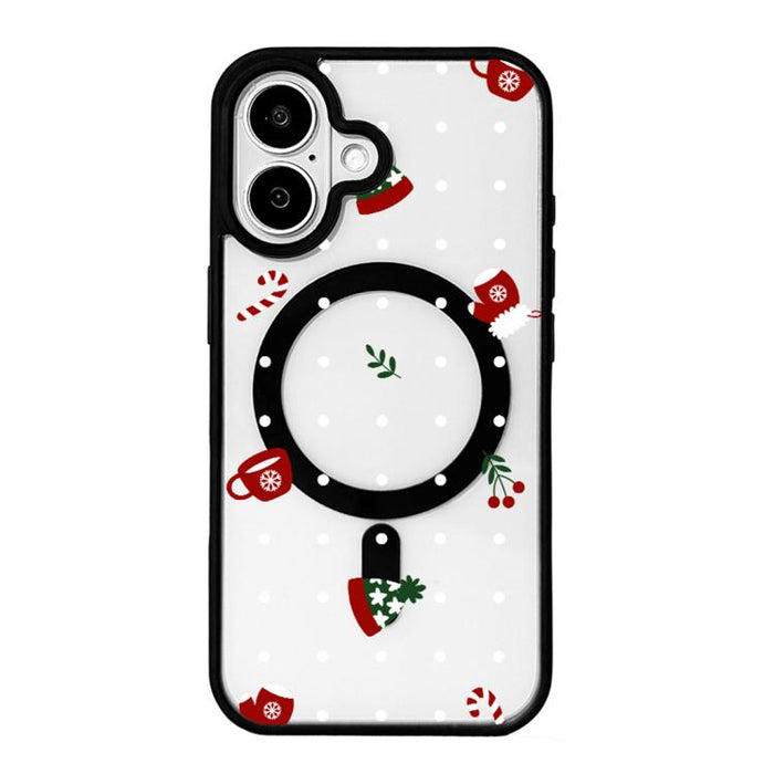 Christmas Series Strong Magnetic Painted Black Edge Phone Case, For iPhone 17 Pro Max, For iPhone 17 Pro, For iPhone 17, For iPhone 16 Pro Max, For iPhone 16 Pro, For iPhone 16, For  iPhone 15 Pro Max
