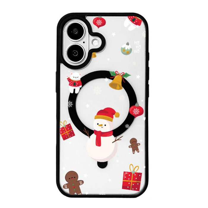 Christmas Series Strong Magnetic Painted Black Edge Phone Case, For iPhone 17 Pro Max, For iPhone 17 Pro, For iPhone 17, For iPhone 16 Pro Max, For iPhone 16 Pro, For iPhone 16, For  iPhone 15 Pro Max