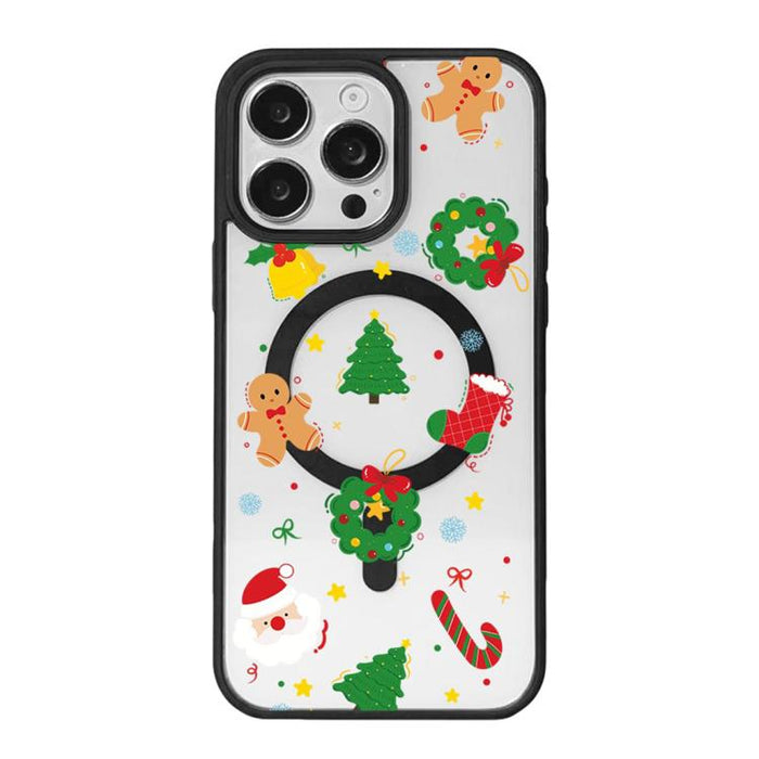 Christmas Series Strong Magnetic Painted Black Edge Phone Case, For iPhone 17 Pro Max, For iPhone 17 Pro, For iPhone 17, For iPhone 16 Pro Max, For iPhone 16 Pro, For iPhone 16, For  iPhone 15 Pro Max