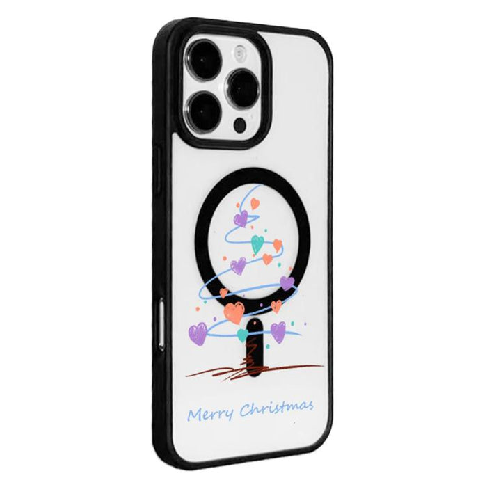 Christmas Series Strong Magnetic Painted Black Edge Phone Case, For  iPhone 15 Pro