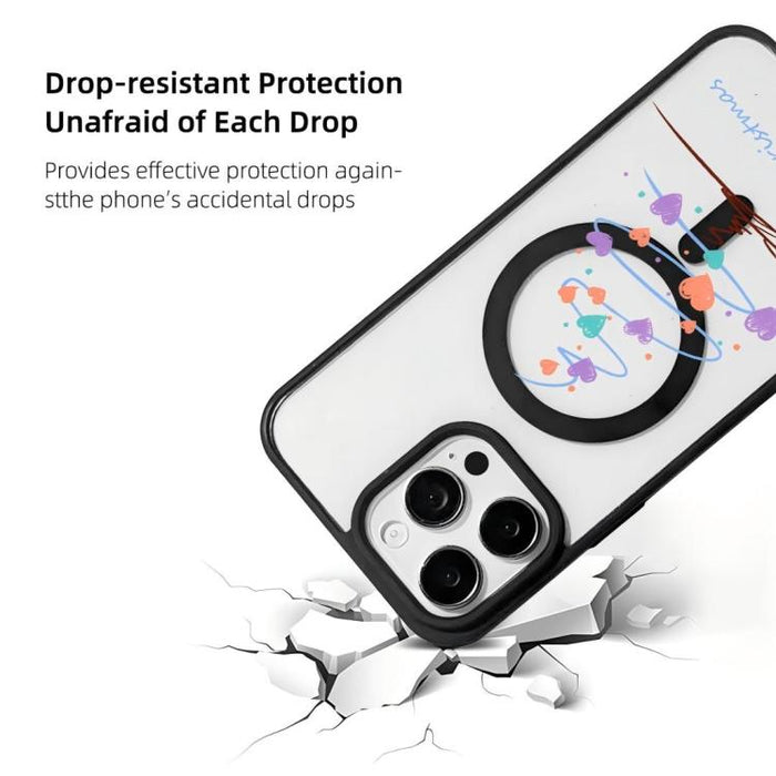 Christmas Series Strong Magnetic Painted Black Edge Phone Case, For  iPhone 15 Pro