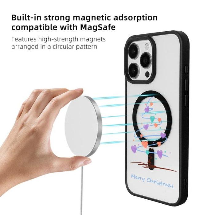Christmas Series Strong Magnetic Painted Black Edge Phone Case, For  iPhone 15 Pro