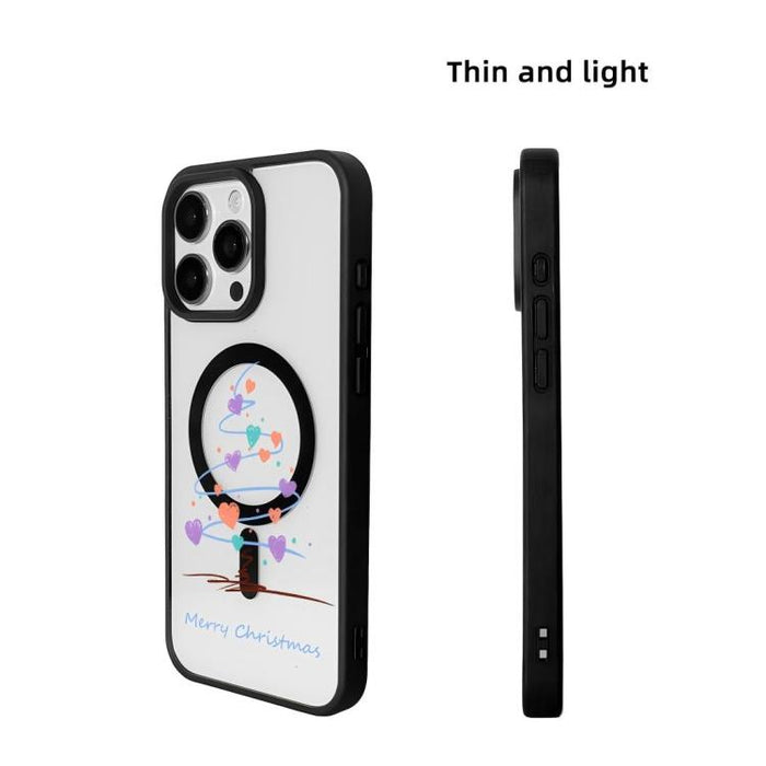 Christmas Series Strong Magnetic Painted Black Edge Phone Case, For  iPhone 15 Pro