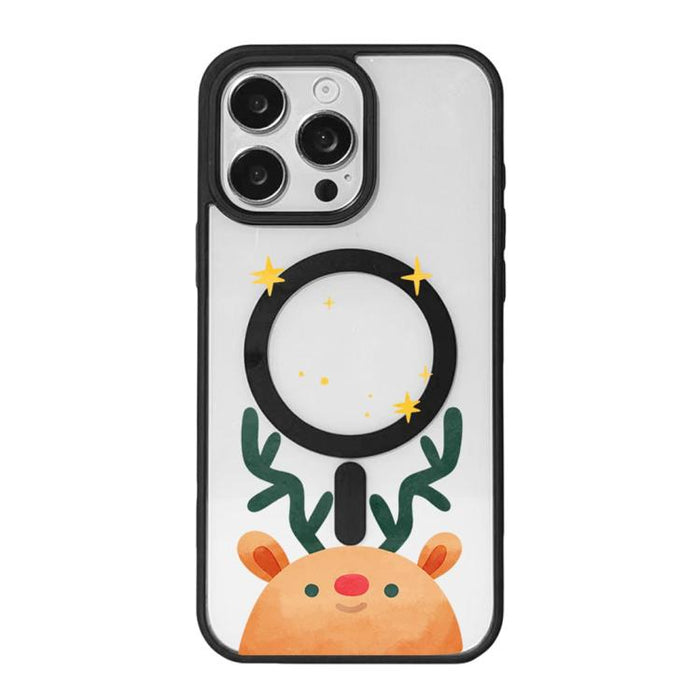 Christmas Series Strong Magnetic Painted Black Edge Phone Case, For  iPhone 15 Pro