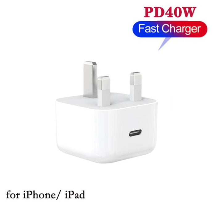 Cargador A3365 PD40W con interfaz USB-C/Tipo-C y enchufe británico., UK Plug