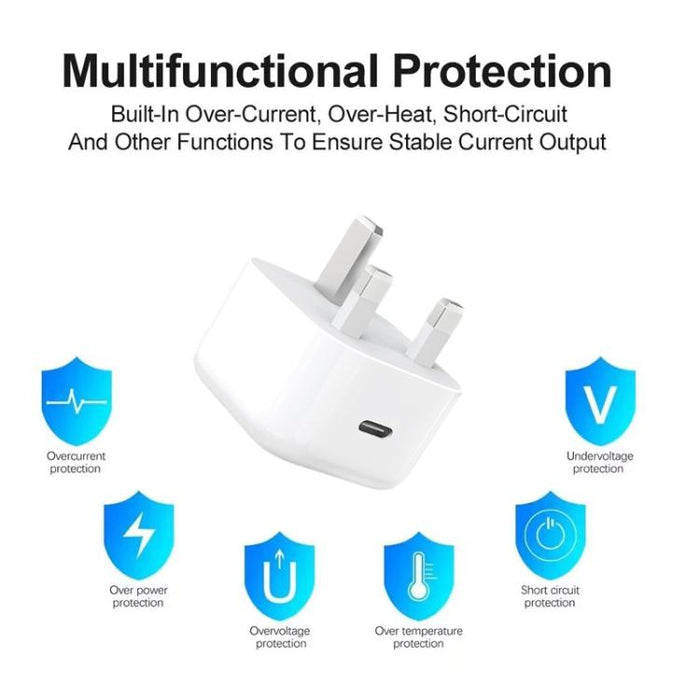 Cargador A3365 PD40W con interfaz USB-C/Tipo-C y enchufe británico., UK Plug