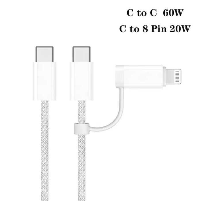 Cargador USB-C/Tipo-C PD40W A3365 con cable de datos Tipo-C a Tipo-C/8 pines, enchufe estadounidense., US Plug + 1m 2-in-1 Cable