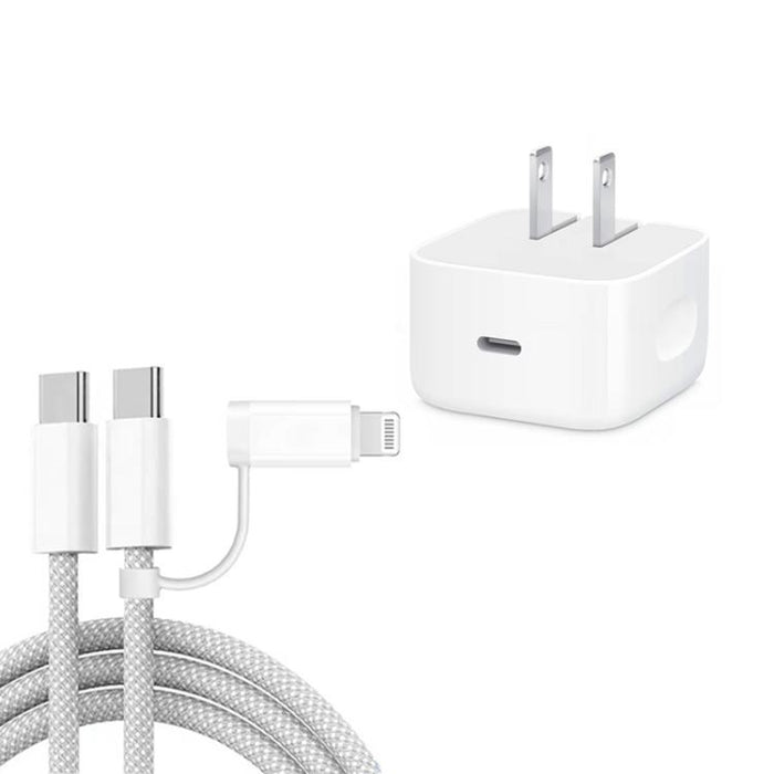 Cargador USB-C/Tipo-C PD40W A3365 con cable de datos Tipo-C a Tipo-C/8 pines, enchufe estadounidense., US Plug + 1m 2-in-1 Cable