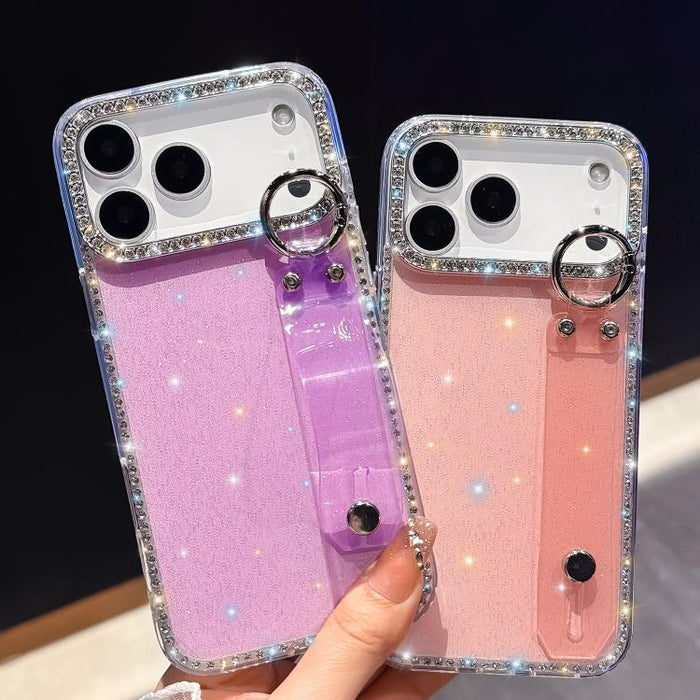 Rhinestone Glitter Wristband Holder Phone Case, For iPhone 17 Pro Max