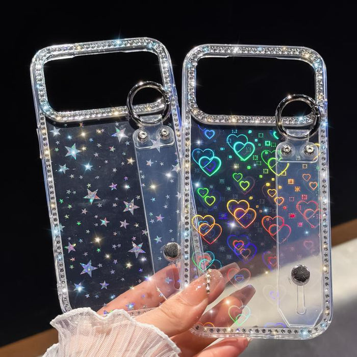 Rhinestone Glitter Wristband Holder Phone Case, For iPhone 17 Pro Max