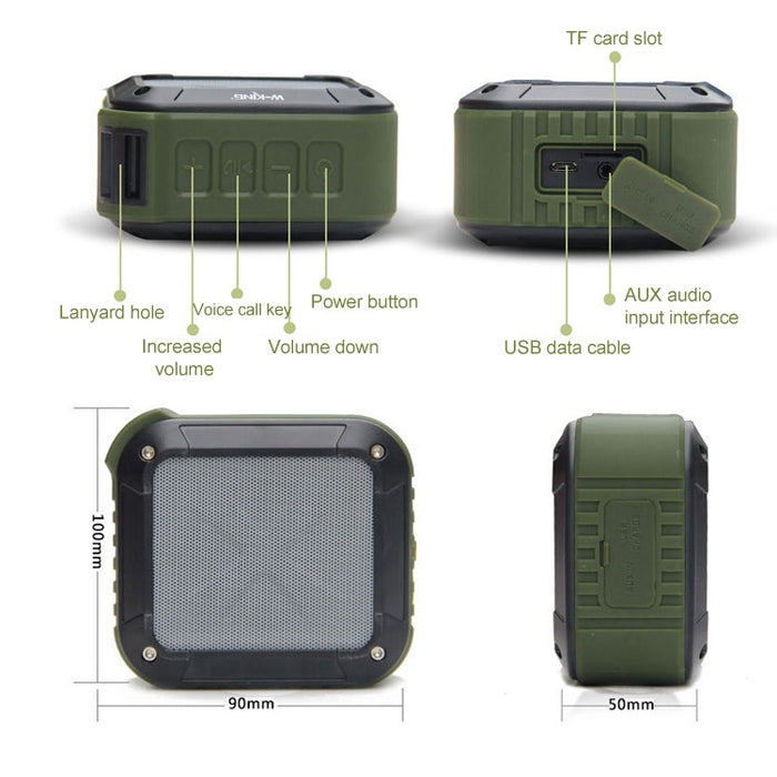 W-KING S7 Mini altavoz inalámbrico a prueba de agua con TF / FM / AUX / NFC Bluetooth Bike Speaker, black, Naranja, blue, Ejercito verde