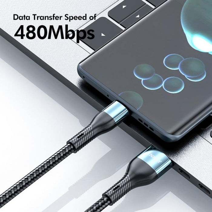 Cable de carga rápida ENKAY 3 en 1 de 120 W USB a 8 pines / Tipo-C / Micro USB, trenzado de nailon, longitud: 1,2 m, ENK-CB184