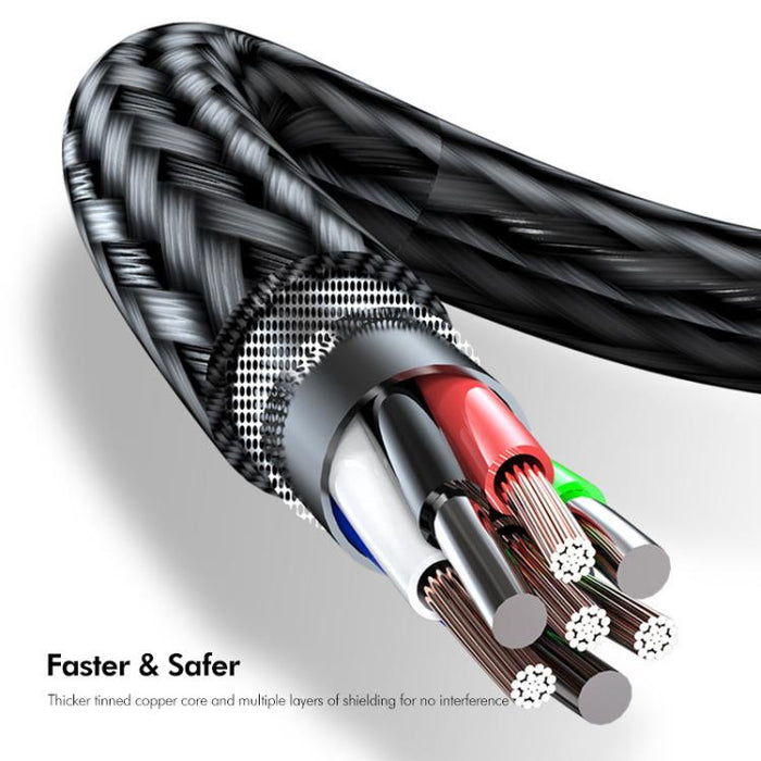 Cable de carga rápida ENKAY 3 en 1 de 120 W USB a 8 pines / Tipo-C / Micro USB, trenzado de nailon, longitud: 1,2 m, ENK-CB184