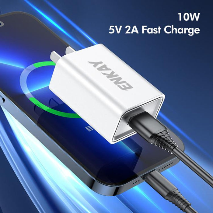 Cargador de pared USB ENKAY de 10 W, adaptador de corriente de 5 V y 2 A, EU Plug, US Plug