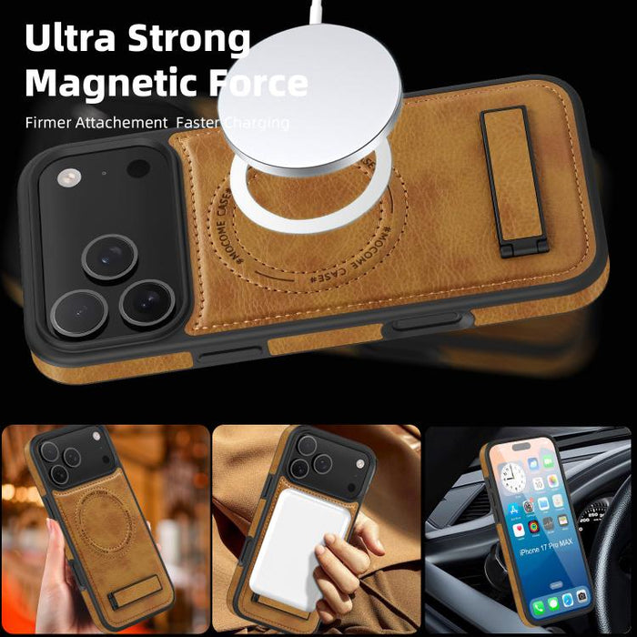 Multi-function Holder MagSafe PU Phone Case, For iPhone 17 Pro Max, For iPhone 17 Pro, For iPhone 17, For iPhone  Air