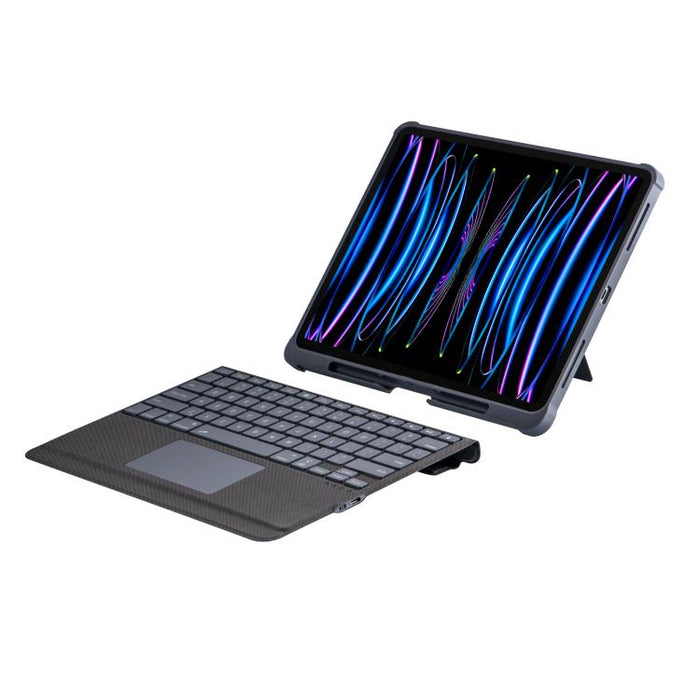 Funda protectora magnética con airbag en las cuatro esquinas y teclado Bluetooth retroiluminado dividido, For iPad Air 13 2025 / 2024 / Pro 12.9