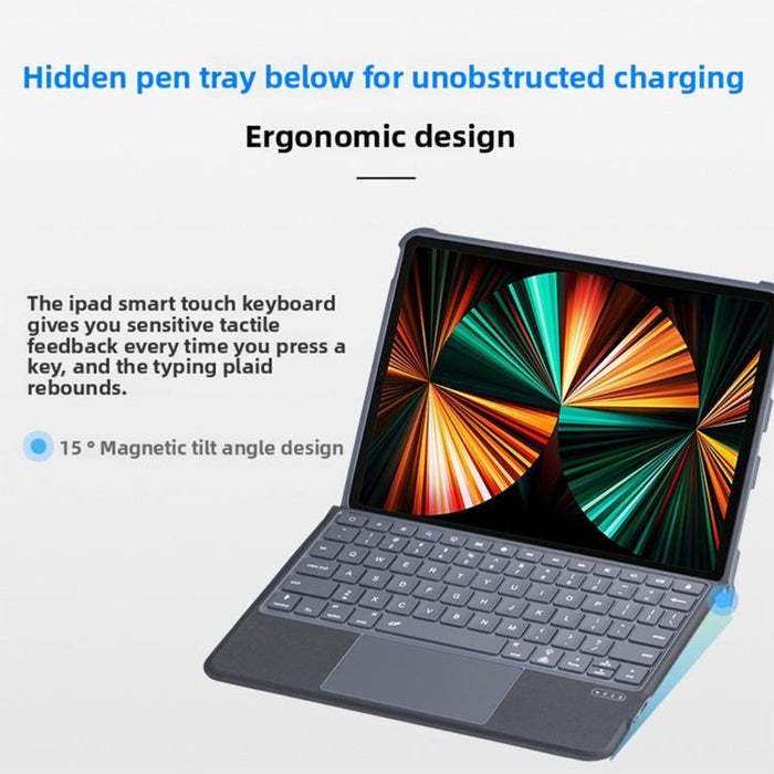 Funda protectora magnética con airbag en las cuatro esquinas y teclado Bluetooth retroiluminado dividido, For iPad Air 13 2025 / 2024 / Pro 12.9