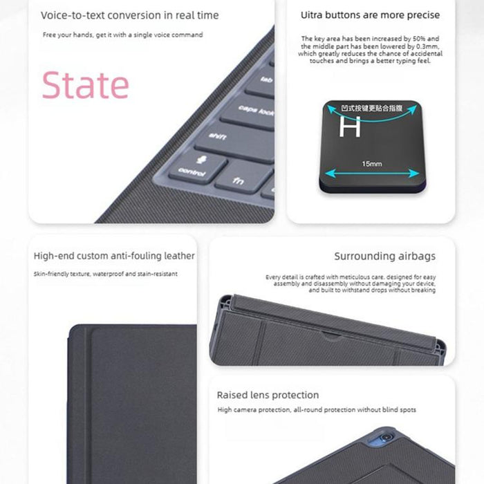 Funda protectora magnética con airbag en las cuatro esquinas y teclado Bluetooth retroiluminado dividido, For iPad Air 13 2025 / 2024 / Pro 12.9