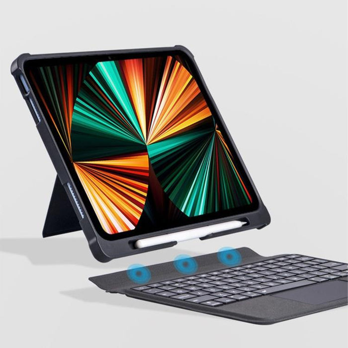 Funda protectora magnética con airbag en las cuatro esquinas y teclado Bluetooth retroiluminado dividido, For iPad Air 13 2025 / 2024 / Pro 12.9