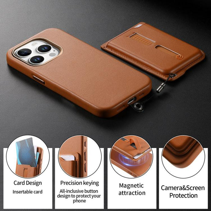Funda para teléfono con tarjetero magnético desmontable, anillo de agarre y cuerda antipérdida., For iPhone 14 Pro, For iPhone 14 Pro Max