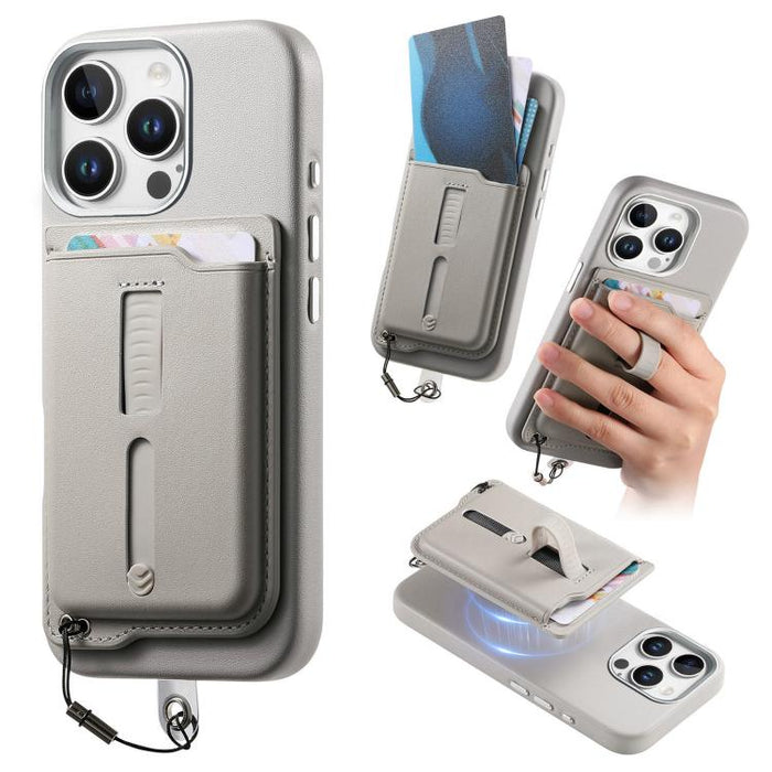 Funda para teléfono con tarjetero magnético desmontable, anillo de agarre y cuerda antipérdida., For iPhone 14 Pro, For iPhone 14 Pro Max