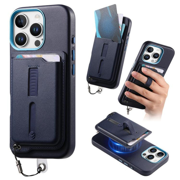 Funda para teléfono con tarjetero magnético desmontable, anillo de agarre y cuerda antipérdida., For iPhone 14 Pro, For iPhone 14 Pro Max