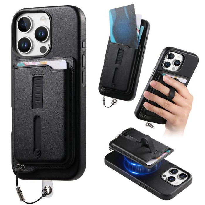 Funda para teléfono con tarjetero magnético desmontable, anillo de agarre y cuerda antipérdida., For iPhone 14 Pro, For iPhone 14 Pro Max