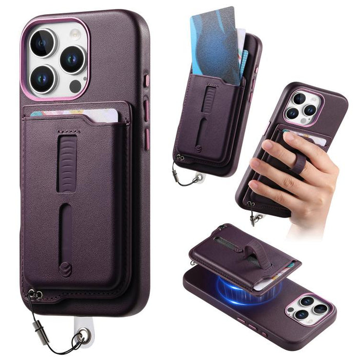 Funda para teléfono con tarjetero magnético desmontable, anillo de agarre y cuerda antipérdida., For iPhone 14 Pro, For iPhone 14 Pro Max