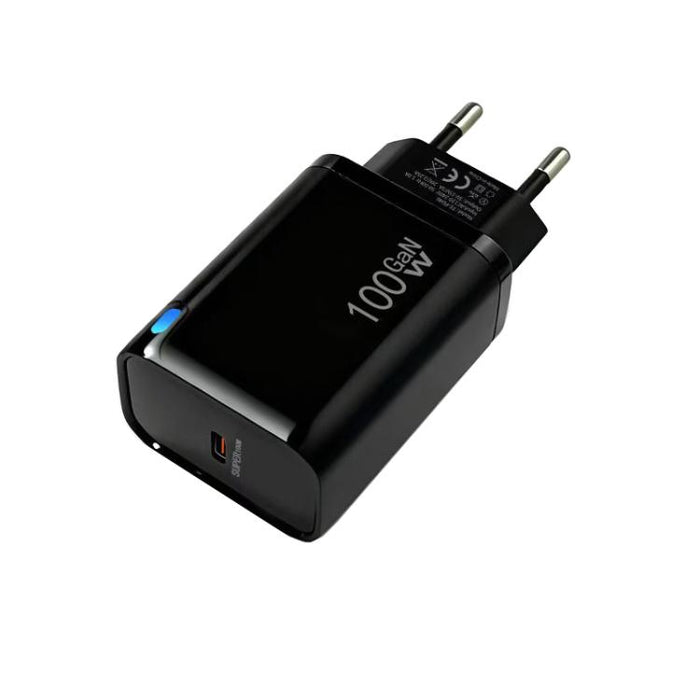 Cargador TE-PD46 GaN de 100 W PD de 45 W con protocolo totalmente compatible y enchufe europeo.
