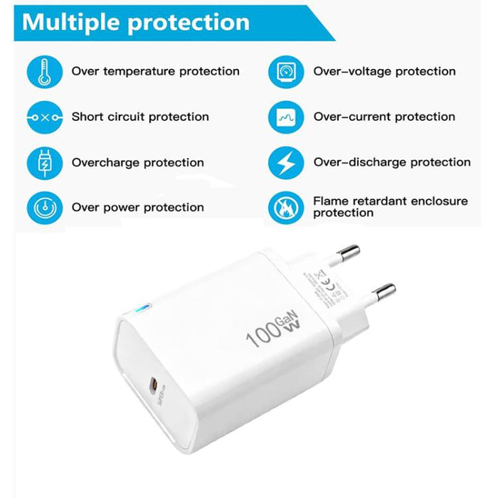 Cargador TE-PD46 GaN de 100 W PD de 45 W con protocolo totalmente compatible y enchufe europeo.