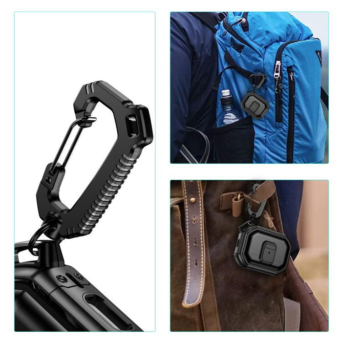 Funda protectora antigolpes para auriculares de policarbonato con cierre a presión y mosquetón., For AirPods Pro 3, For AirPods Pro 2