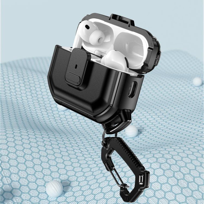 Funda protectora antigolpes para auriculares de policarbonato con cierre a presión y mosquetón., For AirPods Pro 3, For AirPods Pro 2