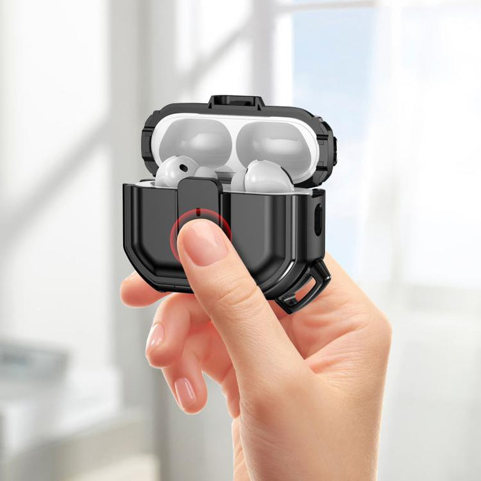 Funda protectora antigolpes para auriculares de policarbonato con cierre a presión y mosquetón., For AirPods Pro 3, For AirPods Pro 2