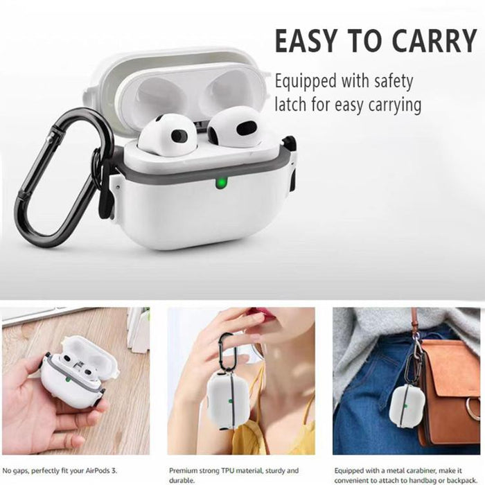 Funda protectora para auriculares de PC con interruptor de resorte bilateral y mosquetón, For AirPods Pro 3, For AirPods Pro 2