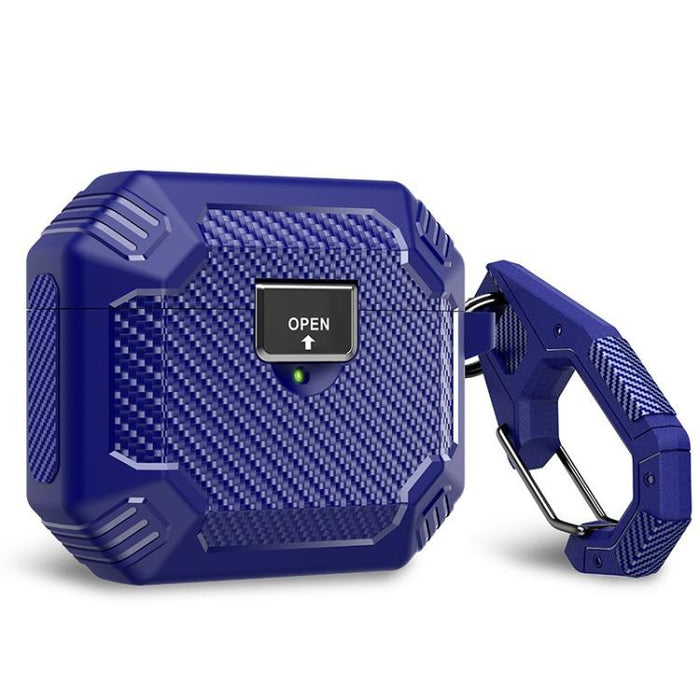 Funda protectora magnética de TPU con cierre a presión y mosquetón, fabricada en fibra de carbono., For AirPods Pro 2