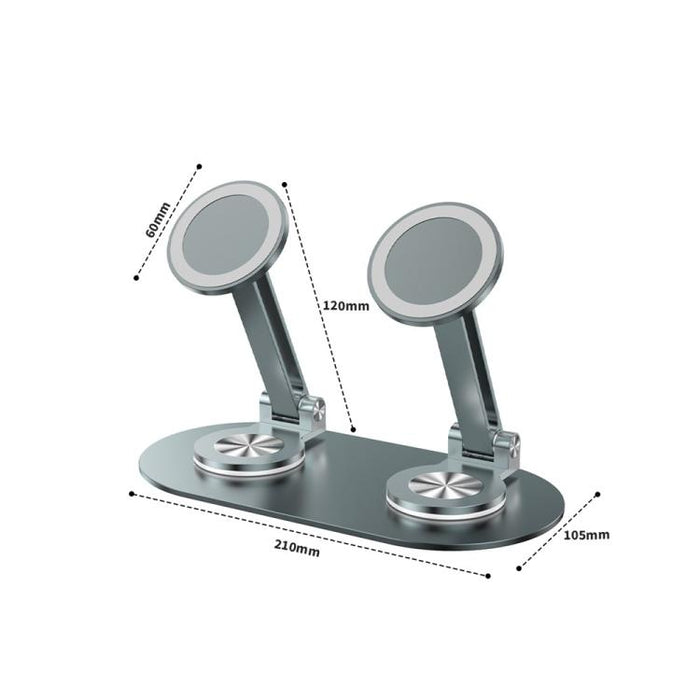 Soporte para teléfono CX-3 de aleación de aluminio giratorio 360 grados, con ángulo ajustable y doble cabezal magnético.