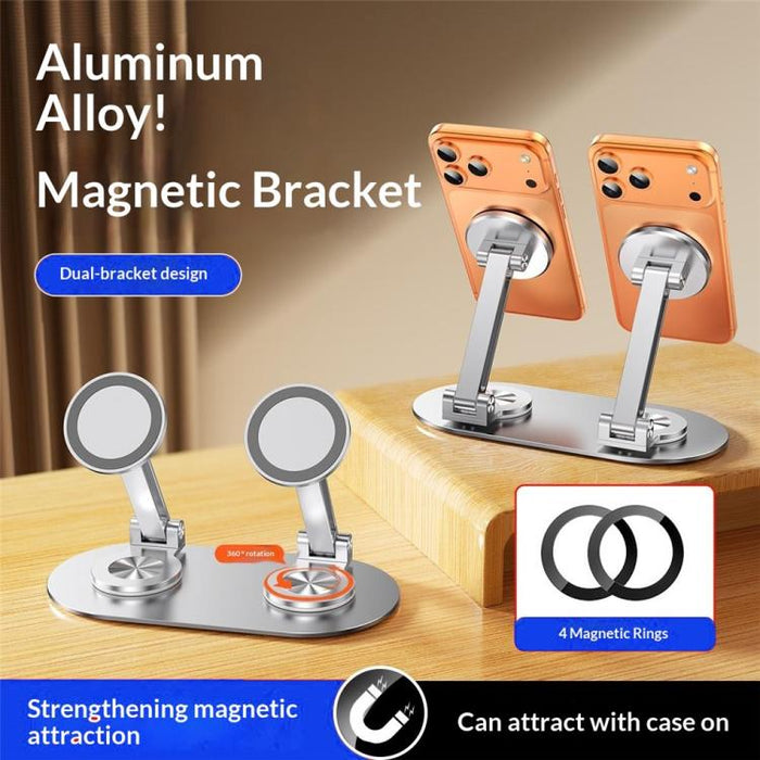 Soporte para teléfono CX-3 de aleación de aluminio giratorio 360 grados, con ángulo ajustable y doble cabezal magnético.
