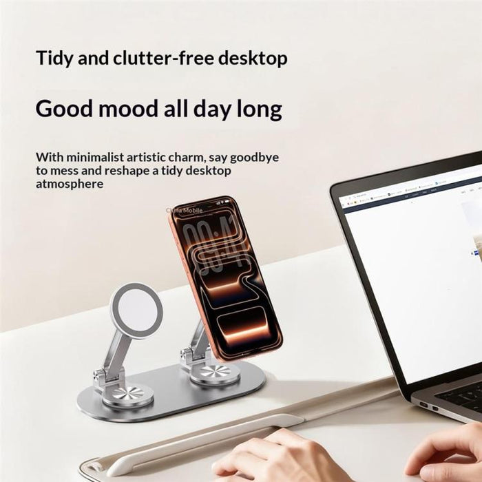 Soporte para teléfono CX-3 de aleación de aluminio giratorio 360 grados, con ángulo ajustable y doble cabezal magnético.